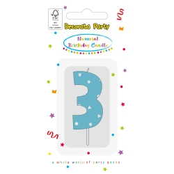 Geburtstagskerze „3“ (blau), 1 Stück