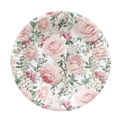 Runder Pappteller „Roses“, Durchmesser 18 cm, 8 Stück