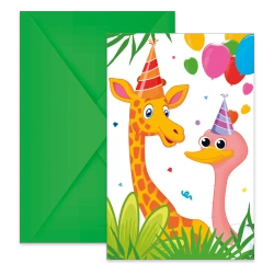 Einladungskarten mit Umschlag „Jungle“, 6 Stück
