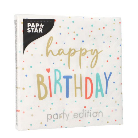 3-lagige Servietten „Happy Birthday“ 1/4, 33 x 33 cm, 20 Stück