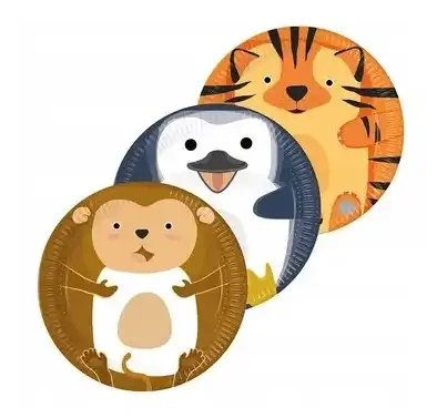 Pappteller „Zoo Mix 3“, 23 cm, 8 Stück