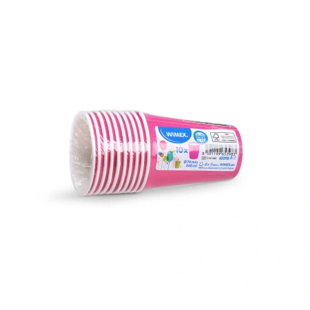 Papierbecher, fuchsia / rosa, Ø 74 mm, 240 ml, 10 Stk.