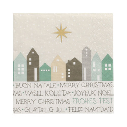 3-lagige Servietten „Christmas Village“ 1/4, 33 x 33 cm, 20 Stück