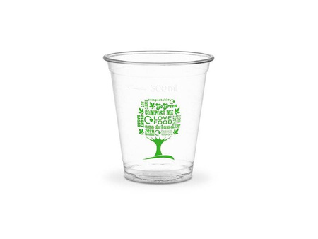 PLA-Becher „Green Tree“, 350 ml, Durchmesser 96 mm, 50 Stück