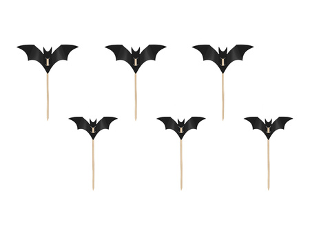 Muffin‑Dekorationen „Fledermäuse – Halloween“, 3,6–4,7 cm, 6 Stk.