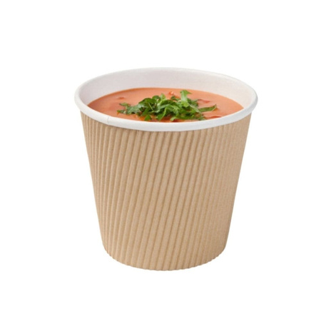 Gekerbter Pappbecher für Suppe, 500 ml, Durchmesser 115 mm, 25 Stück
