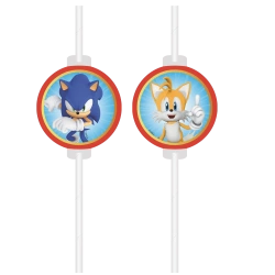 Papierstrohhalme „Sonic SEGA“, 22 cm, 4 Stück