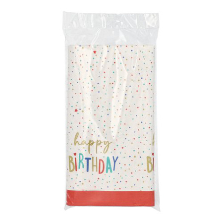 Faltbare Papiertischdecke „Happy Birthday“, 120 x 180 cm, 1 Stück