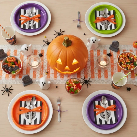 3-lagige Servietten „Striped Pumpkin / Halloween“, 1/4, 33 x 33 cm, 20 Stück