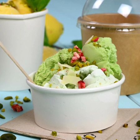 Weißer Pappbecher für Eis, 180 ml, Durchmesser 92 mm, 50 Stück