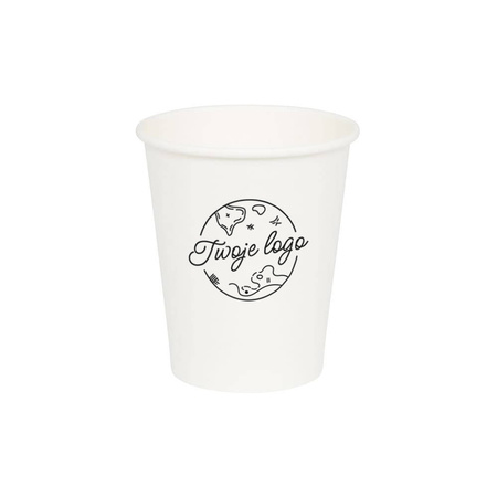 Weißer Pappbecher, Dispersionsdruck, 250 ml, Durchmesser 80 mm, EIGENER AUFDRUCK, 2000 Stück