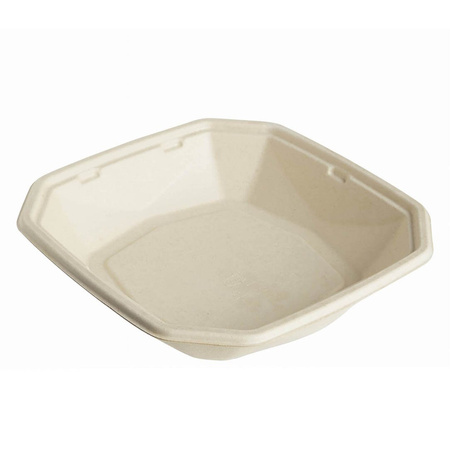 Schale aus Zuckerrohr, 1000 ml, 22,4 x 22,4 x 4,2 cm, 50 Stück