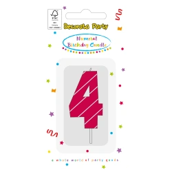 Geburtstagskerze „4“ in Rosa, 1 Stück