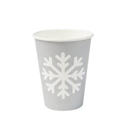 Grauer Pappbecher, Dispersionspapier, „Winter“, 350 ml, Durchmesser 90 mm, 50 Stück