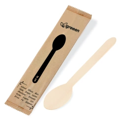 Einzeln verpackte Holzlöffel, 16 cm, 100 Stück