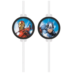 Papierstrohhalme „Avengers“, 22 cm, 4 Stück