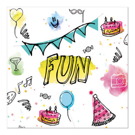 3-lagige Servietten „Fun“ 1/4, 33 x 33 cm, 20 Stück