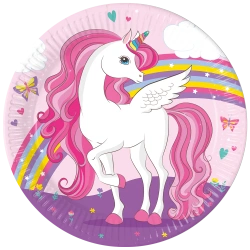 Pappteller „Unicorn“, 23 cm, 8 Stück