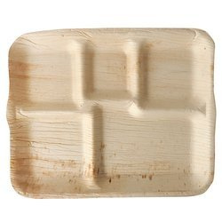 Teller aus Palmblättern, 5-teilig, 27 x 21,5 x 2 cm, 6 Stück