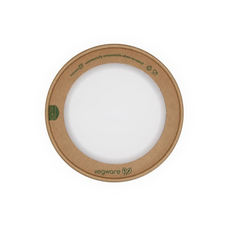 Papierdeckel mit Sichtfenster aus Zellstoff für Vegware-Schalen, Durchmesser 150 mm, 50 Stück
