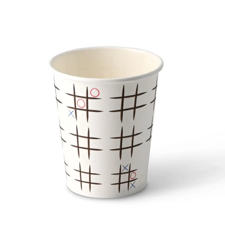 Papierbecher „TicTacToe“ 250 ml, Durchmesser 80 mm, 50 Stück
