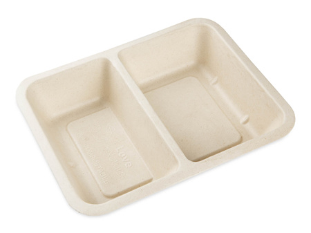 Zweiteiliger Behälter aus Zuckerrohr für Heißsiegelung, 22,8 x 17,9 x 5 cm, 50 Stück