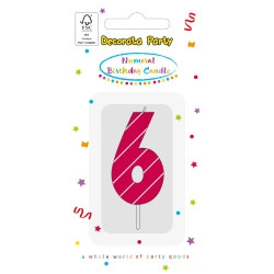 Geburtstagskerze „6“ in Rosa, 1 Stück