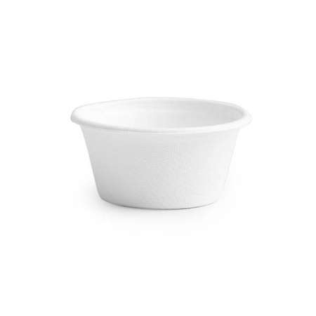 Dressing-Schälchen aus Zuckerrohr, 60 ml, Durchmesser 62 mm, Höhe 3 cm, 100 Stück