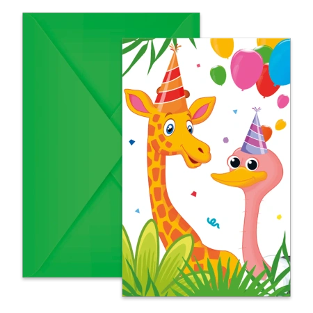 Einladungskarten mit Umschlag „Jungle“, 6 Stück