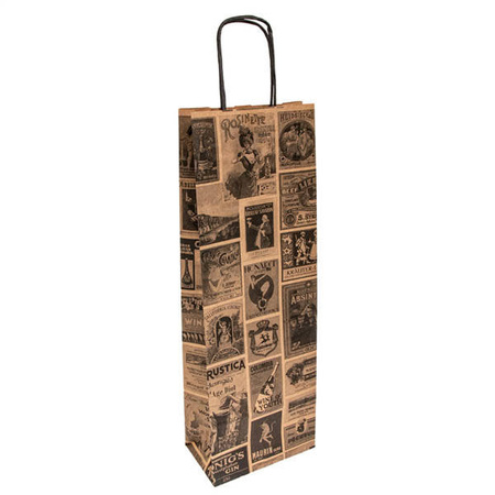 Papiertüten mit Tragegriff – für Flaschen, 14 + 8 x 40 cm, 10 Stück