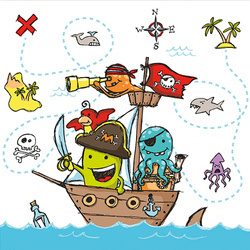 3-lagige Servietten „Pirate Crew 1/4“, 33 x 33 cm, 20 Stück