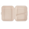 Zweiteilige, doppelwandige Menübox aus Zuckerrohr, 1500 ml, 24,1 x 21 x 4 cm, 50 Stück