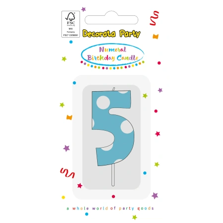 Geburtstagskerze „5“ (blau), 1 Stück