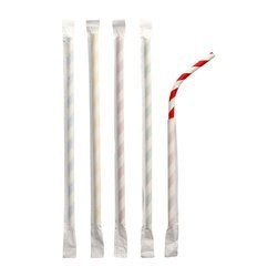 Flexible Papierstrohhalme, Farbpalette 6/200 mm, einzeln verpackt, 100 Stück