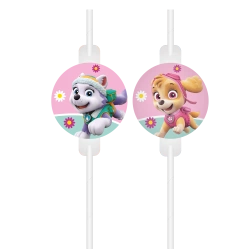 Papierstrohhalme „Paw Patrol Sky & Everest“, 22 cm, 4 Stück