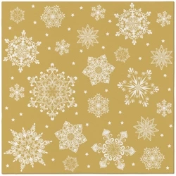 Premium-Airlaid-Servietten, „Snowflakes Gold“, 1/4, 40 x 40 cm, 50 Stück