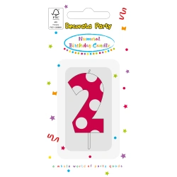 Geburtstagskerze „2“ in Rosa, 1 Stück