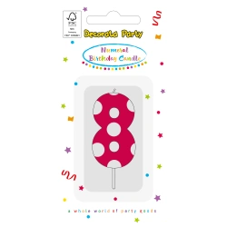 Geburtstagskerze „8“ in Rosa, 1 Stück