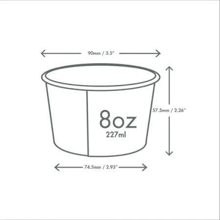 Papierbecher für Desserts und Eis, 180 ml, Durchmesser 90 mm, 50 Stück