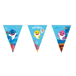 Papierflaggen-Girlande „Baby Shark“, 2,3 m, 1 Stück