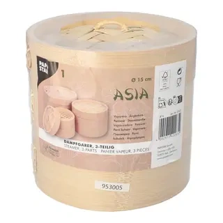 Bambus-Dampfgarer „ASIA“, Höhe 13,5 cm, Durchmesser 15 cm, 3-teilig, 1 Stück