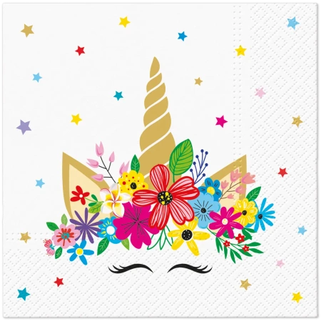 3-lagige Servietten „Unicorn Party“, 1/4, 33 x 33 cm, 20 Stück