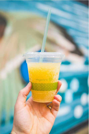 Vegware PLA-Becher mit Aufdruck, 200 ml, Durchmesser 76 mm, 50 Stück