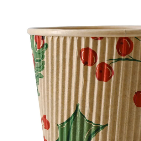 Wellpappe-Pappbecher, Dispersionsbeschichtung, „Christmas“, 250 ml, Durchmesser 80 mm, 25 Stück