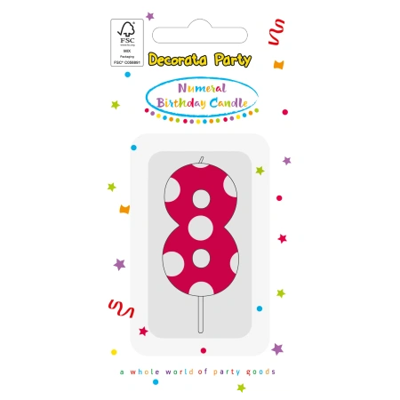 Geburtstagskerze „8“ in Rosa, 1 Stück