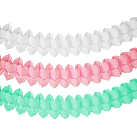 Bunte Papiergirlande „Pastell“, Durchmesser 16 cm, Länge 3,65 m, 1 Stück