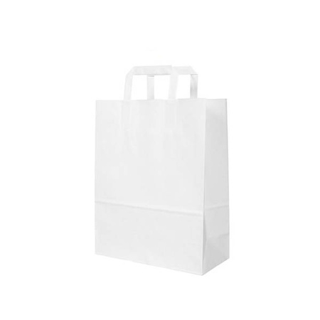 Weiße Papiertüte mit Tragegriff, 26 x 14 x 30 cm, 250 Stück