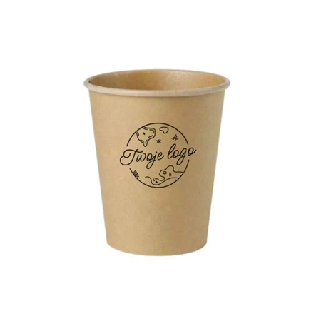 Kraftpapierbecher, Dispersionsbeschichtung, 250 ml, Durchmesser 80 mm, EIGENER AUFDRUCK, 2000 Stück
