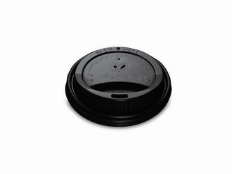 C-PLA-Deckel für Becher, schwarz, Durchmesser 80 mm, 50 Stück
