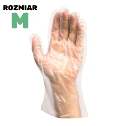 Transparente HDPE-Folienhandschuhe im Block, „M“, 100 Stück